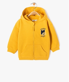 sweat zippe a capuche en molleton doux bebe garcon jaune sweatsJ190501_1