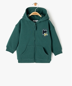 sweat zippe a capuche en molleton doux bebe garcon vert sweatsJ190601_1