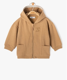 GEMO Sweat zippé molletonné à capuche bébé garçon marron fonce