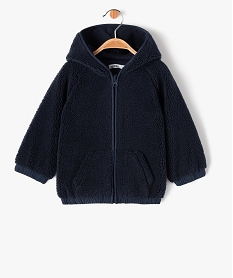 GEMO Sweat zippé à capuche en maille sherpa bébé garçon Bleu