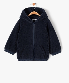 sweat zippe a capuche en maille peluche bebe garcon bleu sweatsJ191101_1