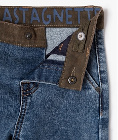 jean extensible et ceinture contrastante bebe garcon  - lulucastagnette bleu jeansJ191201_2