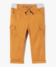 pantalon coupe cargo double avec taille elastique bebe garcon brun pantalonsJ192301_1
