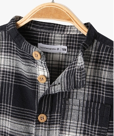 chemise a carreaux et col mao en flanelle bebe garcon - lulucastagnette grisJ195001_2
