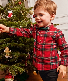 GEMO Chemise à carreaux en flanelle avec nœud papillon bébé garçon Rouge