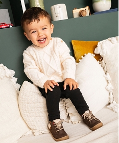 GEMO Pull torsadé col rond bébé garçon blanc chine