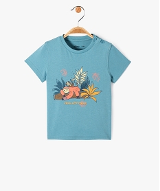 GEMO Tee-shirt droit manches courtes imprimé garçon bleu standard