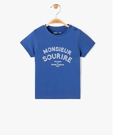 GEMO Tee-shirt à manches courtes avec message bébé garçon bleu standard