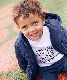 GEMO Tee-shirt à manches longues avec message bébé garçon Blanc