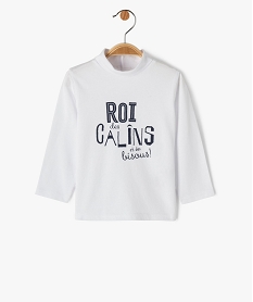 GEMO Tee-shirt à message manches longues et col roulé bébé garçon blanc vif