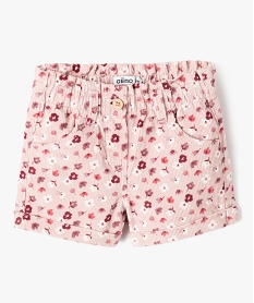 GEMO Short en velours à taille élastiquée et revers bébé fille Rose