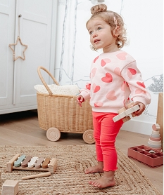 GEMO Sweat molletonné bébé fille avec motifs et message Rose