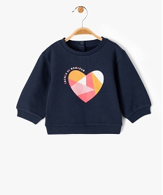 GEMO Sweat molletonné avec motifs et message bébé fille Bleu