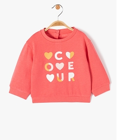 GEMO Sweat molletonné bébé fille avec motifs et message Rose