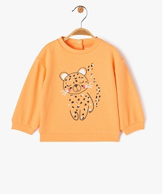 GEMO Sweat en jersey gaufré imprimé bébé fille orange standard