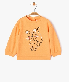 sweat en jersey gaufre imprime bebe fille orangeJ208801_1