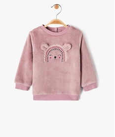 sweat en maille peluche avec motif brode bebe fille violet sweatsJ209001_1