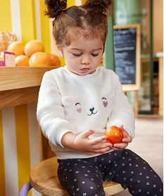 GEMO Sweat en maille peluche avec motif brodé bébé fille blanc chine