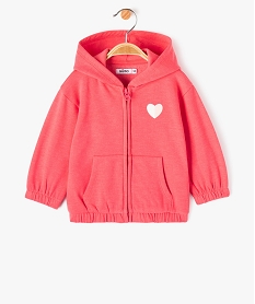 sweat zippe a capuche interieur molletonne bebe fille roseJ209301_1