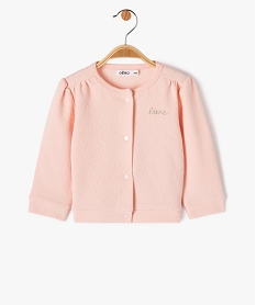 gilet a boutons-pression bebe fille rose sweatsJ209601_1