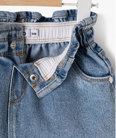 jupe en jean delave avec ceinture froncee bebe fille bleuJ210001_2