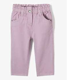 pantalon bebe fille en toile de coton avec ceinture froncee violet pantalonsJ210101_1