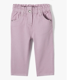 GEMO Pantalon bébé fille en toile de coton avec ceinture froncée Violet