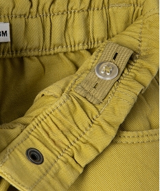 pantalon bebe fille en toile de coton avec ceinture froncee vertJ210201_2