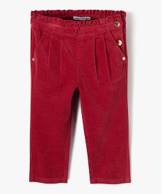 pantalon en velours avec ceinture froncee bebe fille - lulucastagnette rouge pantalonsJ210501_1