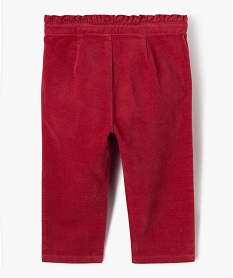 pantalon en velours avec ceinture froncee bebe fille - lulucastagnette rouge pantalonsJ210501_3