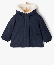 manteau a capuche double peluche avec echarpe bebe fille bleu manteauxJ211101_2