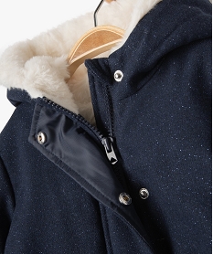 manteau a capuche double peluche avec echarpe bebe fille bleu manteauxJ211101_4