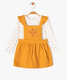 GEMO Ensemble 2 pièces robe tablier et tee-shirt manches longues bébé fille - LuluCastagnette Jaune