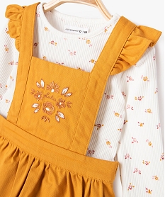 ensemble 2 pieces robe tablier et tee-shirt manches longues bebe fille - lulucastagnette jaune robesJ212101_2
