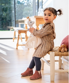 GEMO Robe manches longues à carreaux et volants bébé fille Imprimé