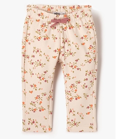 GEMO Pantalon en molleton douillet fleuri bébé fille Beige