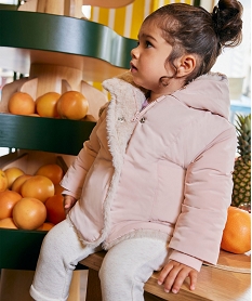 GEMO Blouson à capuche doublure fourrure imitation bébé fille Rose