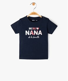 tee-shirt bebe fille en coton a manches courtes et motif paillete bleuJ218401_1