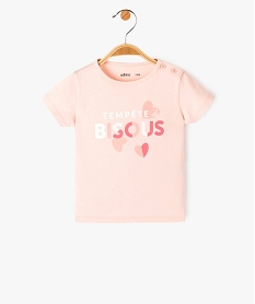 GEMO Tee-shirt bébé fille en coton à manches courtes et motif pailleté Rose
