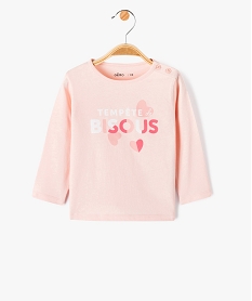 tee-shirt a manches longues a message bebe fille roseJ220201_1