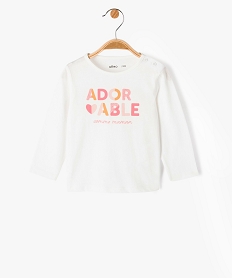 GEMO Tee-shirt à manches longues à message bébé fille Beige