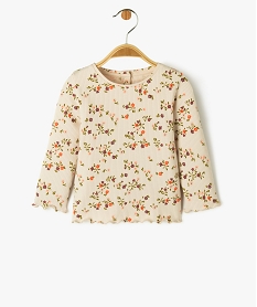 GEMO Tee-shirt à manches longues à motifs fleuris bébé fille Beige