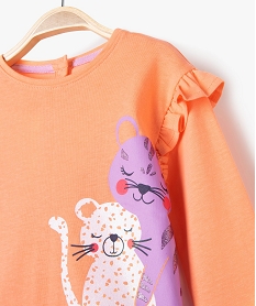 tee-shirt manches longues a volant bebe fille orangeJ221201_2