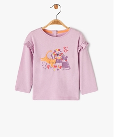 tee-shirt manches longues a volant bebe fille violetJ221401_2