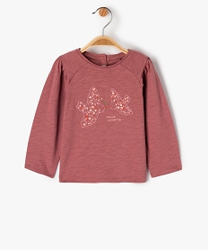 GEMO Tee-shirt manches longues fantaisie brodé bébé fille Rose