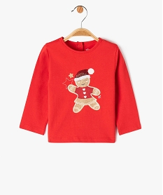 GEMO Tee-shirt à manches longues spécial Noël bébé fille Rouge