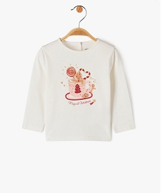 GEMO Tee-shirt à manches longues spécial Noël bébé fille Beige