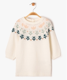 GEMO Robe pull en maille jacquard bébé fille Beige