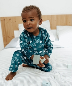 GEMO Pyjama 2 pièces en velours imprimé avion bébé Bleu