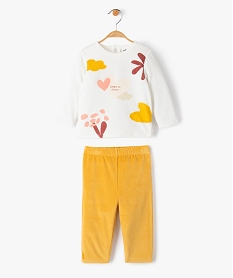 GEMO Pyjama 2 pièces en velours dépareillé bébé blanc standard